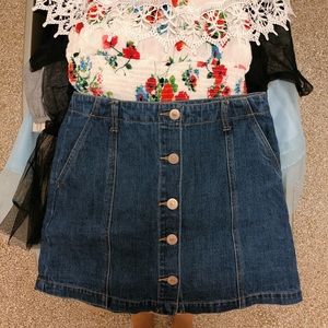 denim mini skirt